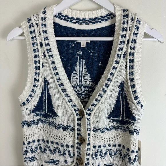 NWT Pilcro Sweater Vest Sailboats - Picture 3 of 9